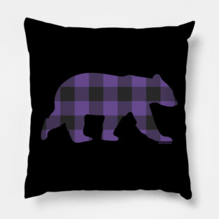 Purple Gay Bear Buffalo Plaid Check Bear | BearlyBrand Pillow