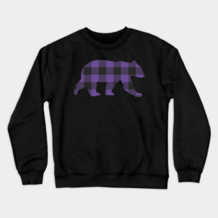 Purple Gay Bear Buffalo Plaid Check Bear | BearlyBrand Crewneck Sweatshirt