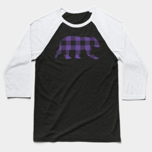 Purple Gay Bear Buffalo Plaid Check Bear | BearlyBrand Baseball T-Shirt