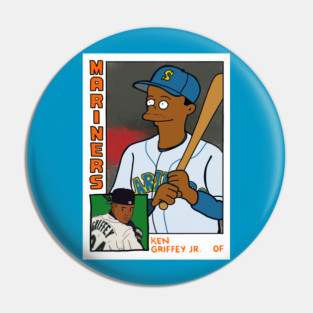 Homer at the Bat KEN GRIFFEY JR Simpsons Parody MARINERS Baseball Card T-Shirt Pin