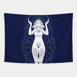 Vintage Cancer Goddess Zodiac Symbol // Proud Cancer Horoscope Sign Astrology Tapestry