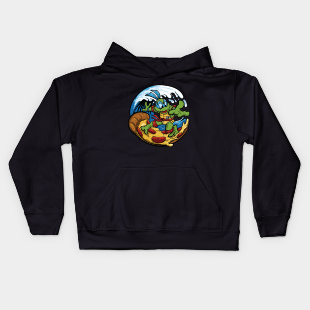 Pizza Shredder Wave Rider Kids Hoodie by MCALTees