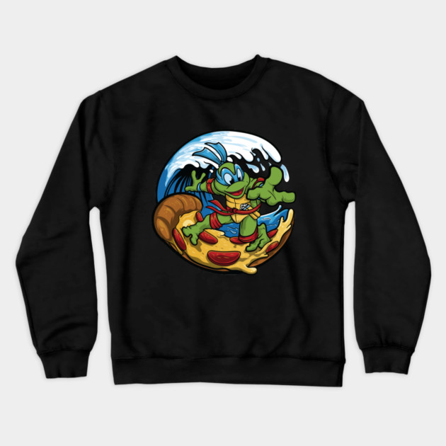 Pizza Shredder Wave Rider Crewneck Sweatshirt by MCALTees