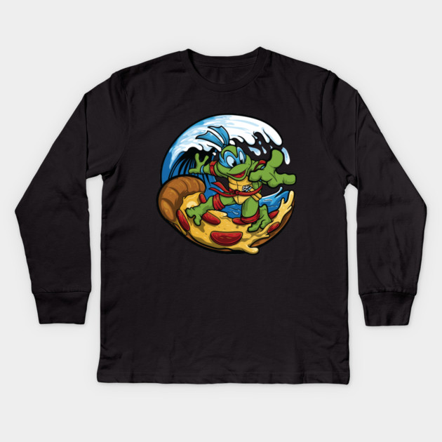 Pizza Shredder Wave Rider Kids Long Sleeve T-Shirt by MCALTees