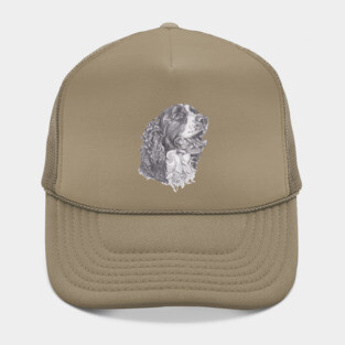 Classic English Springer Spaniel Dog Profile Drawing Hat