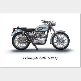 Drawing of Retro Classic Motorcycle Triumph TR6 1956 Posters and Art