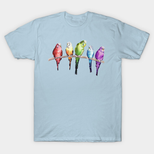 Rainbow budgie birds Bird T-Shirt TeePublic