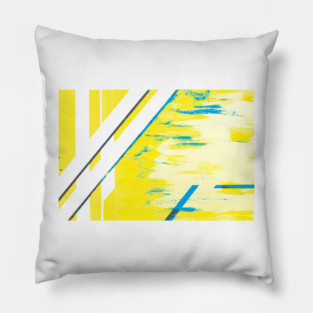 Bamboo grove in Neon Blue and Canary Yellow Pillow