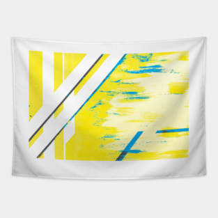 Bamboo grove in Neon Blue and Canary Yellow Tapestry