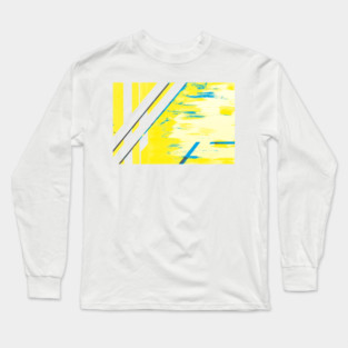Bamboo grove in Neon Blue and Canary Yellow Long Sleeve T-Shirt