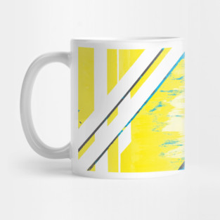Bamboo grove in Neon Blue and Canary Yellow Mug