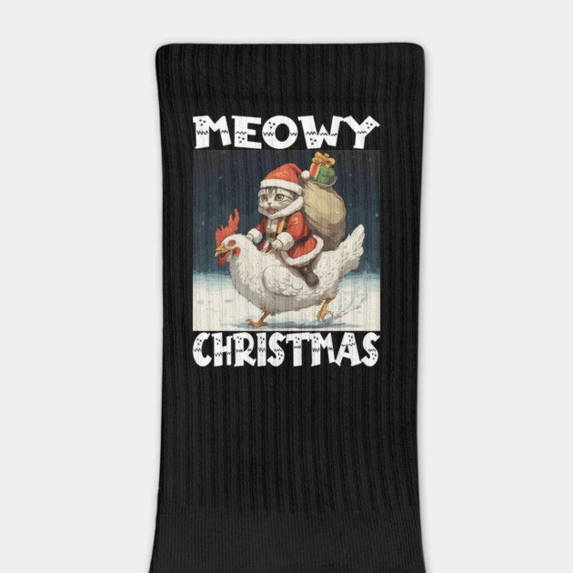Meowy Christmas, Funny Cute Cat on a Chicken by Megadorim
