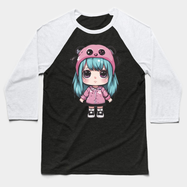 Tiny Kawaii Diva Baseball T-Shirt by animegirlnft