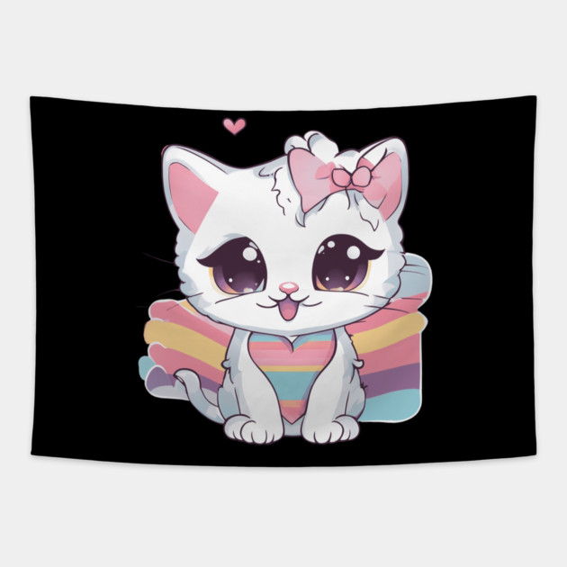 You're My Valentine Kawaii Kitten Tapestry by animegirlnft