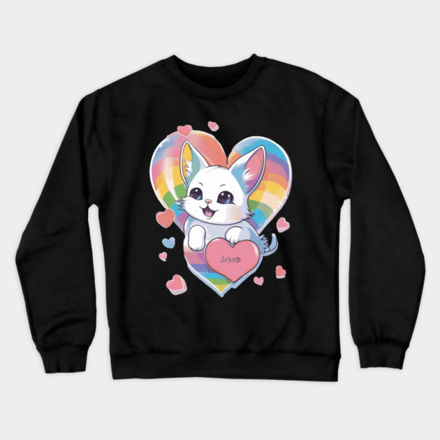 You Mean The World To Me Kitty Crewneck Sweatshirt by animegirlnft