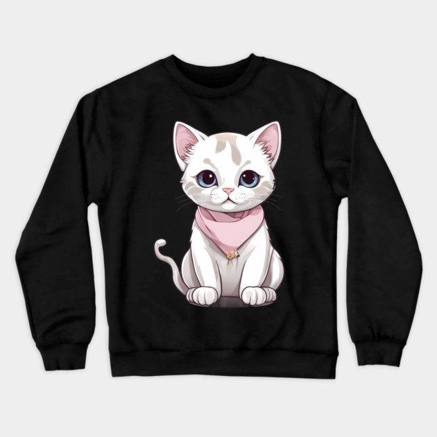 Unleash the Awws White Cat Crewneck Sweatshirt by animegirlnft