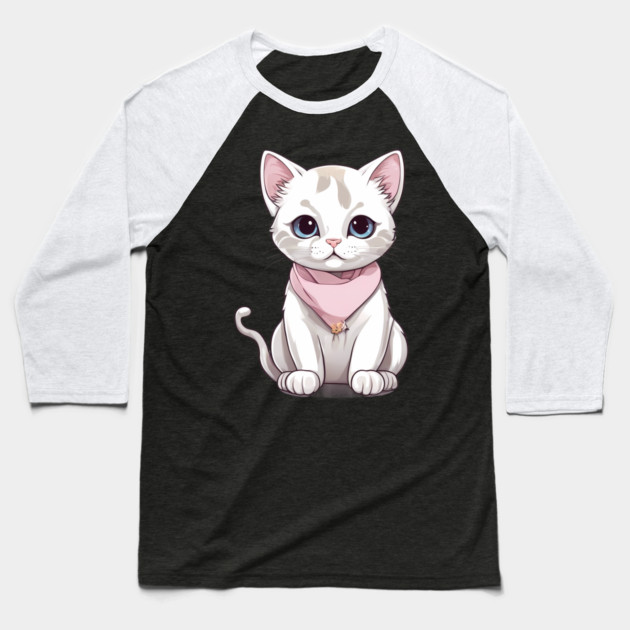 Unleash the Awws White Cat Baseball T-Shirt by animegirlnft