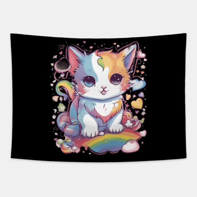 I'm Falling in Love with You Cat Tapestry by animegirlnft