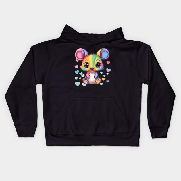 Rainbow of Love Baby Kangaroo Kids Hoodie by animegirlnft