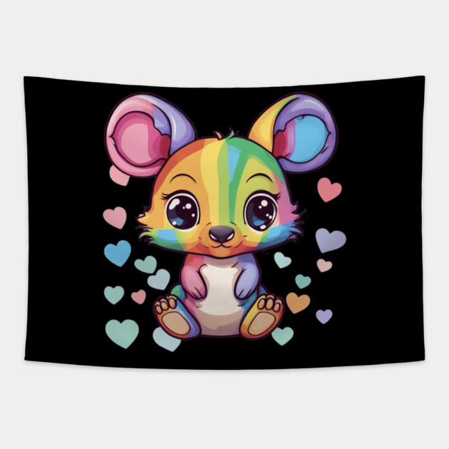 Rainbow of Love Baby Kangaroo Tapestry by animegirlnft