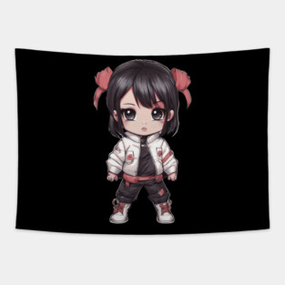Snuggle Cuddly Cuties Kawaii Girl Tapestry