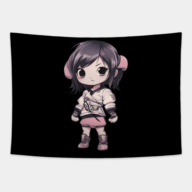 Charming Chibi Kawaii Girl Tapestry by animegirlnft