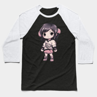 Charming Chibi Kawaii Girl Baseball T-Shirt