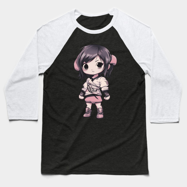Charming Chibi Kawaii Girl Baseball T-Shirt by animegirlnft