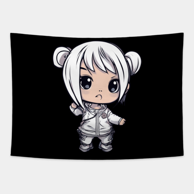 Sweet Innocent Chibi Kawaii Girl Tapestry by animegirlnft