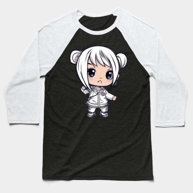 Sweet Innocent Chibi Kawaii Girl Baseball T-Shirt by animegirlnft
