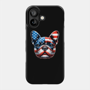 Patriotic French Bulldog: American Flag Dog Portrait. Phone Case