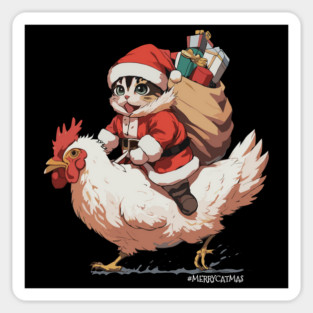 Merry Catmas, Funny Cat on a Chicken Sticker