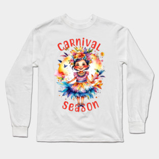 Watercolor Carnival Season Girl Long Sleeve T-Shirt