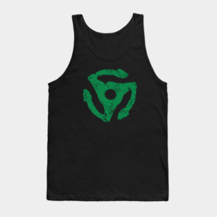 45 rpm record adapter distressed green design Tank Top