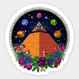 Psychedelic Egyptian Pyramids Sticker
