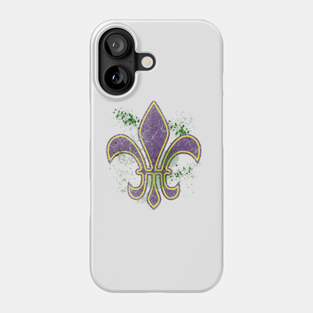 Grunge Mardi Gras fleur-de-lis Phone Case by HolidayBug