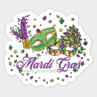 Watercolor Mardi Gras Masks & Beads Sticker