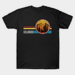 Retro Vintage Colorado 70s 80s Style Mountain Sunset T-Shirt