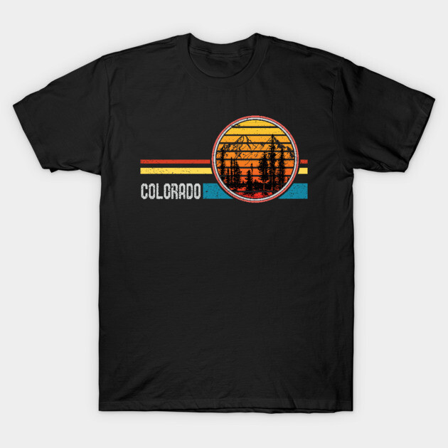 Retro Vintage Colorado 70s 80s Style Mountain Sunset T-Shirt by mrsmitful01