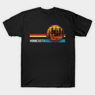 Retro Vintage Minnesota Mn 80s Forest Lake Mountain Sunset T-Shirt