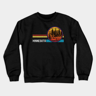 Retro Vintage Minnesota Mn 80s Forest Lake Mountain Sunset Crewneck Sweatshirt
