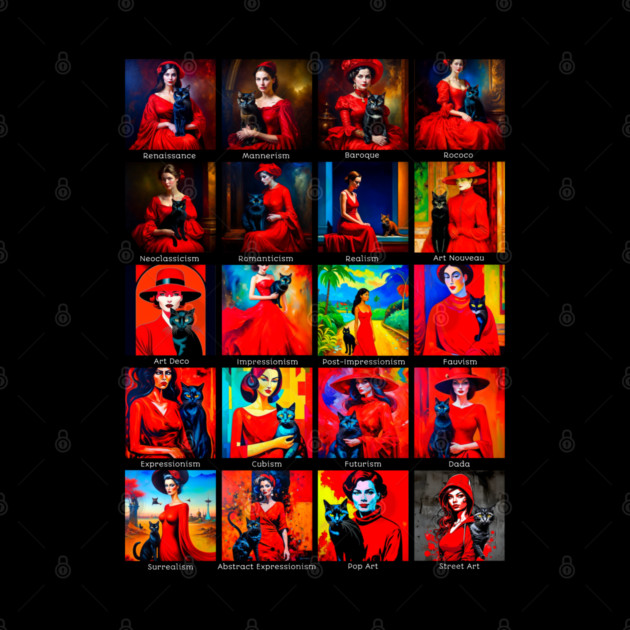 Red Dress Black Cat Art Movements by H. R. Sinclair