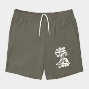 Funny Jesus Saves Christian Baseball Pitcher Coach Fan Shorts