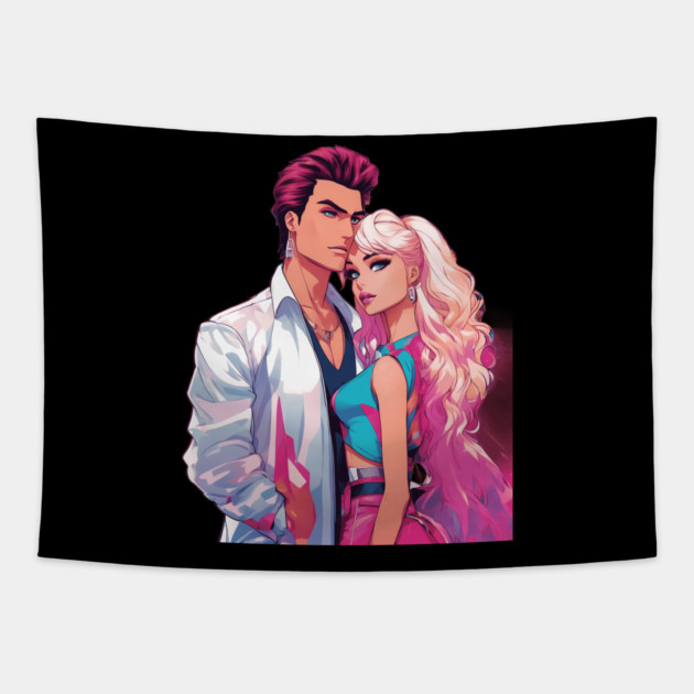 80s Outfits Tapestry by animegirlnft