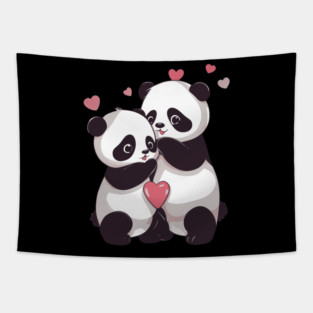 I Love You Panda Tapestry
