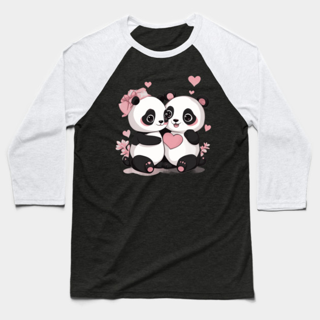 Be My Valentine Panda Baseball T-Shirt by animegirlnft