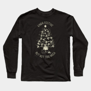 Christmas Tree Little Skulls Black Cat Xmas Kinda Festive by Tobe Fonseca Long Sleeve T-Shirt