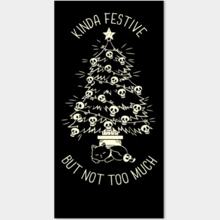 Christmas Tree Little Skulls Black Cat Xmas Kinda Festive by Tobe Fonseca Posters and Art