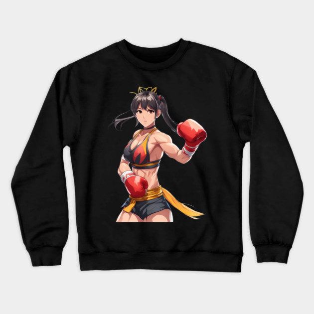 Female MMA Fighter Crewneck Sweatshirt by animegirlnft