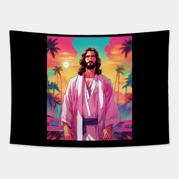 Jesus Christ Blessed are the Merciful Tapestry by animegirlnft